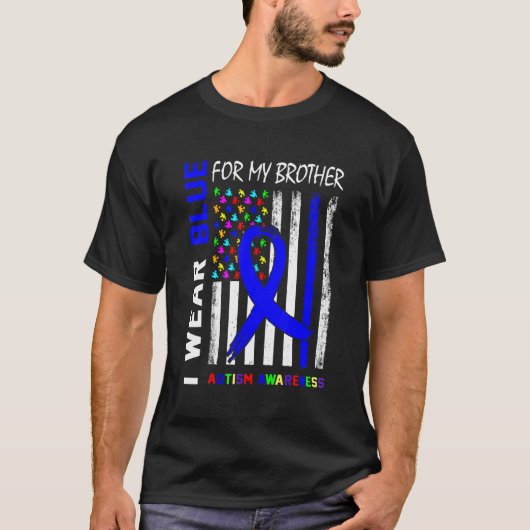 兄の自閉症啓発 ブルーリボン Tシャツ (正面)