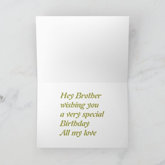 兄の誕生日イエローの斧と木の山 カード (内部)