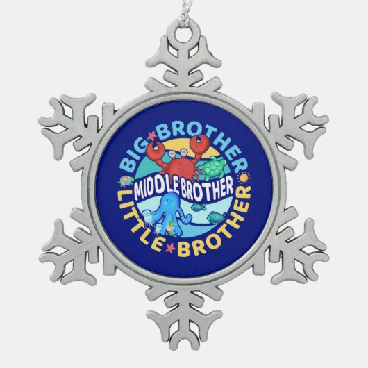 兄は兄と弟 スノーフレークピューターオーナメント (正面)