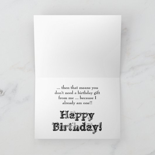 兄は神からの贈り物、誕生日、黒と白。 カード (内部)