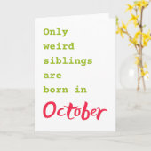 兄妹おもしろい10月の誕生日カード カード (黄色い花)