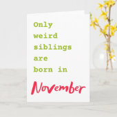 兄妹おもしろい11月の誕生日カード カード (黄色い花)