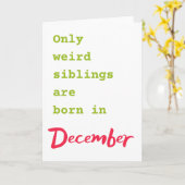 兄妹おもしろい12月の誕生日カード カード (黄色い花)