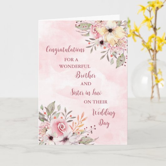 兄妹の結婚お祝い カード (黄色い花)