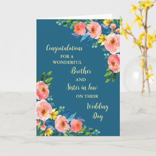 兄妹の結婚お祝い カード (黄色い花)