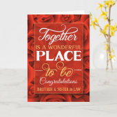 兄妻祝い結婚の赤いバラ カード (黄色い花)