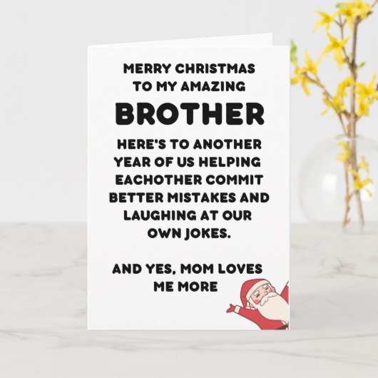 兄弟おもしろいへのクリスマスプレゼント カード (黄色い花)