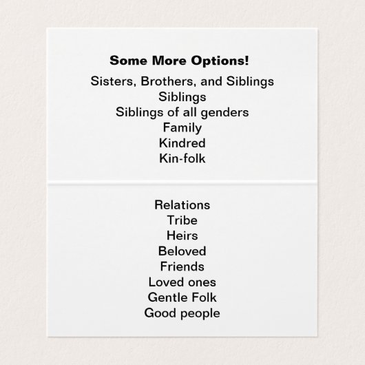 "兄弟および姉妹"の介在w/suggestions 名刺 (内部フラット)