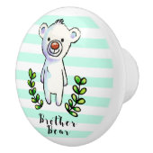 兄弟くまインクおよび水彩画のイラストレーション セラミックノブ (右)