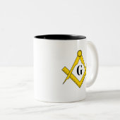 「兄弟で醸造：スクエアとコンパスのマソニック ツートーンマグカップ (正面右)