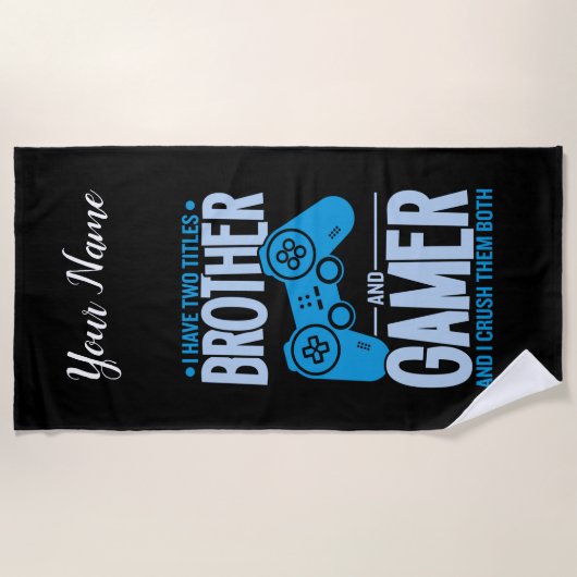兄弟とゲーマーの2タイトルを粉砕 ビーチタオル (正面)