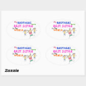 兄弟にはシスター最高のステッカーが付いている 楕円形シール (シート)