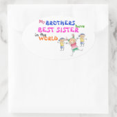 兄弟にはシスター最高のステッカーが付いている 楕円形シール (バッグ)