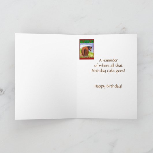 兄弟のおもしろいな誕生日の願いの馬のダイエットのケーキ カード (内部)