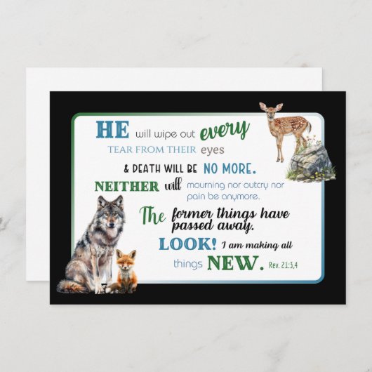 兄弟のためのJW同情カード – 黙示録21:3,4 サンキューカード (正面/裏面)