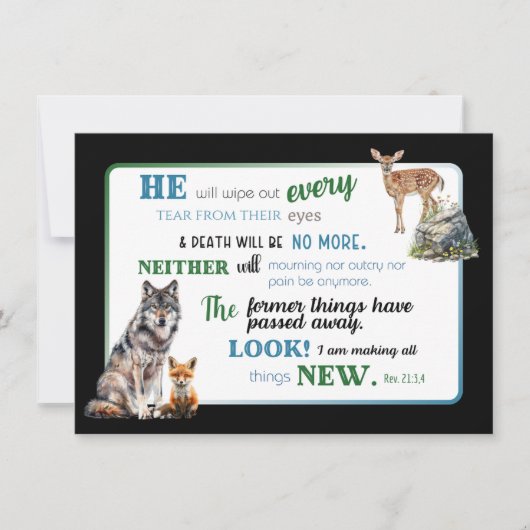 兄弟のためのJW同情カード – 黙示録21:3,4 サンキューカード (正面)