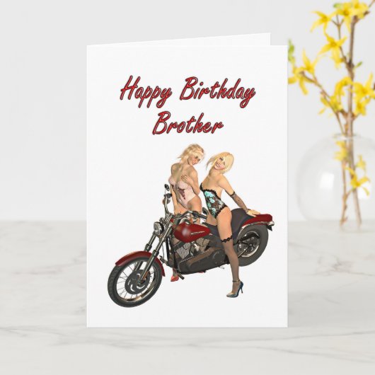 兄弟のためのPinバイクもしくは自転車に乗る人の女の子のバースデー・カード カード (黄色い花)