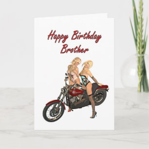 兄弟のためのPinバイクもしくは自転車に乗る人の女の子のバースデー・カード カード
