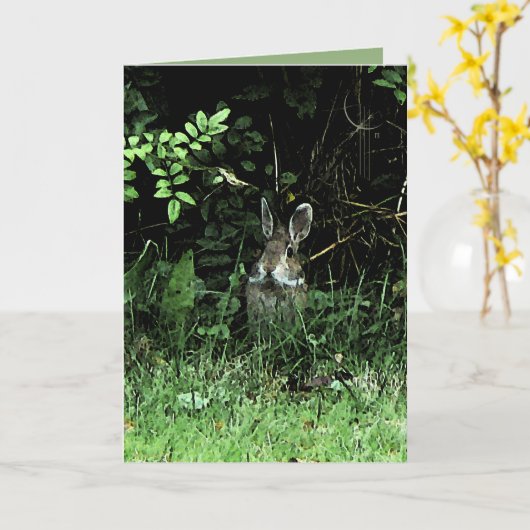 兄弟のウサギ カード (黄色い花)