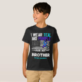 兄弟の命日にはティール+パープルを身につける 自殺予防 Tシャツ (正面フル)