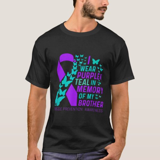 兄弟の為に紫とターコイズブルーで自殺予防を Tシャツ (正面)