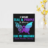兄弟の自殺を記念してターコイズと紫を身に着けています カード (黄色い花)