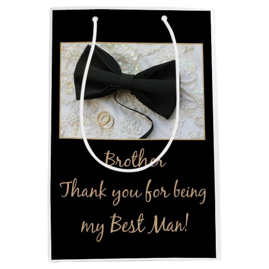 兄弟の花婿介添人は感謝していしています ミディアムペーパーバッグ (正面)