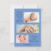 兄弟の誕生の青を発表している3x5姉妹 案内状 (裏面)