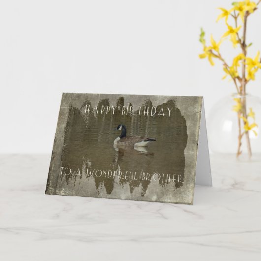 兄弟の誕生日の挨拶状-カナダのガチョウ カード (黄色い花)