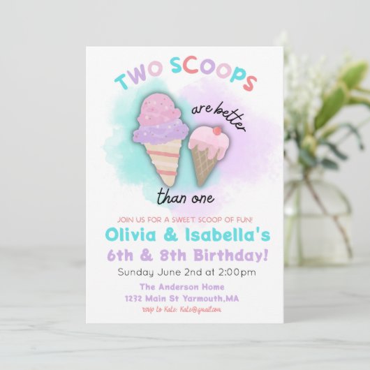 兄弟の誕生日パーティーご招待　ダブルバースデー 招待状 (スタンド正面)