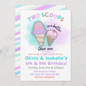 兄弟の誕生日パーティーご招待　ダブルバースデー 招待状 (正面/裏面)