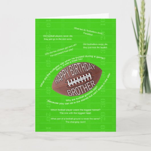 兄弟の誕生日、実際に悪いフットボールの冗談 カード (正面)