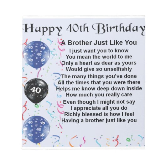 兄弟の40歳の誕生日 ノートパッド (正面)