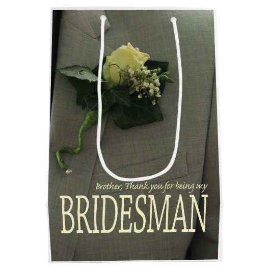 兄弟のBridesmanは感謝していしています ミディアムペーパーバッグ (裏面)