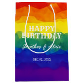 兄弟カラフル虹の共同誕生日 ミディアムペーパーバッグ (正面)