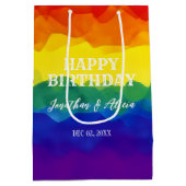 兄弟カラフル虹の共同誕生日 ミディアムペーパーバッグ (裏面)