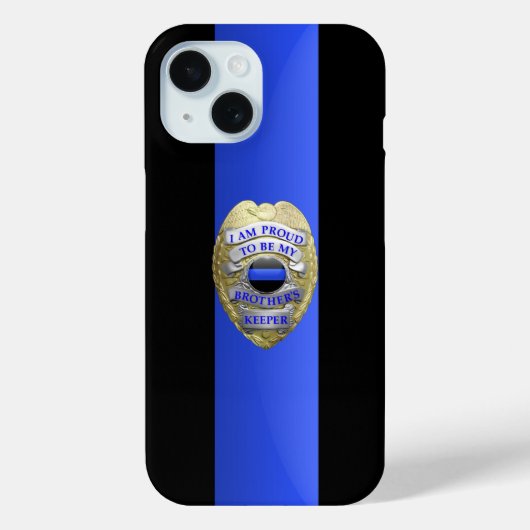 兄弟キーパー警察バッジ – 薄いブルーライン Case-Mate iPhoneケース (裏面)