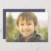 兄弟写真妊娠のお知らせを促進 招待状 (正面/裏面)