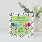 兄弟双生児ダルマティア緑の赤ちゃんシャワー 招待状 (スタンド正面)