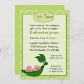 兄弟双生児ベビースシャワー招待状 招待状 (正面/裏面)