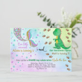 兄弟姉妹の人魚と恐竜の誕生日の招待状。 招待状 (スタンド正面)