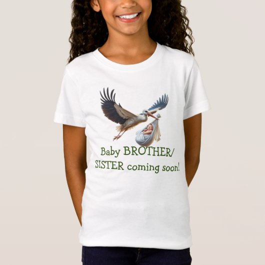兄弟姉妹の誕生の発表おもしろいストーク Tシャツ (正面)