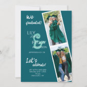 兄弟姉妹や友人のためのダブル卒業写真 招待状 (正面)