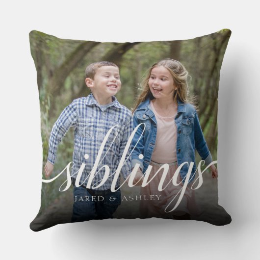 兄弟姉妹カスタム兄弟姉妹写真の手書き クッション (裏面)