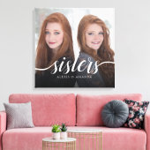 兄弟姉妹カスタム姉妹フォト手書き キャンバスプリント (インサイチュ (リビング))