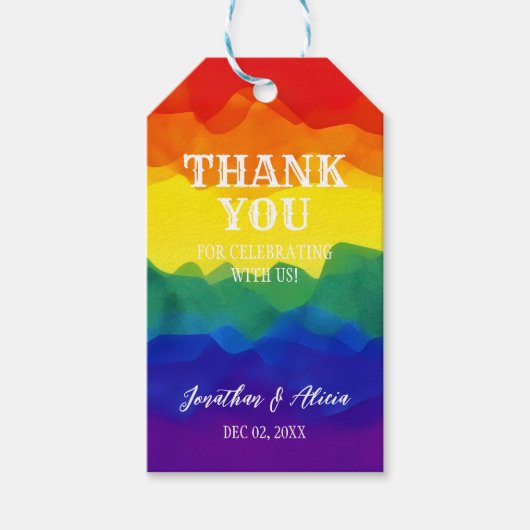 兄弟姉妹カラフルレインボージョイント誕生日サンキュー ギフトタグ (正面)