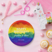 兄弟姉妹カラフルレインボージョイント誕生日 ペーパープレート (パーティー)