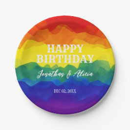 兄弟姉妹カラフルレインボージョイント誕生日 ペーパープレート