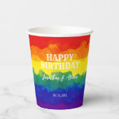兄弟姉妹カラフルレインボージョイント誕生日 紙コップ (裏面)