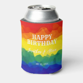 兄弟姉妹カラフルレインボージョイント誕生日 缶クーラー
